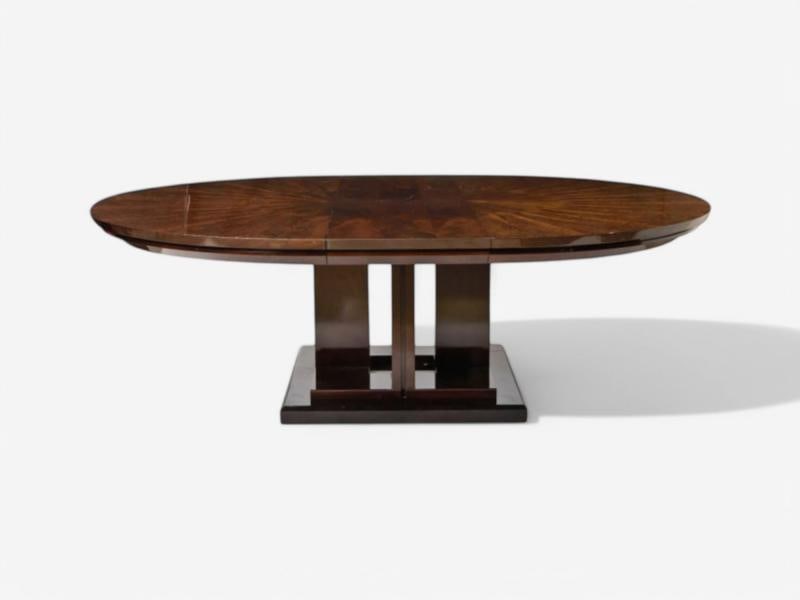 Art Deco Style, Sunburst Mahogany, Lacquer, Dining Table, Center Table, 20th C. - 2