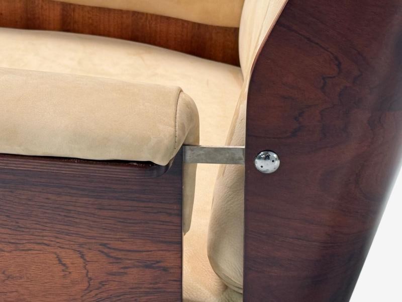 Bernard Brunier, French Mid-Century, Rosewood, Suede, Rare Sofa Set, 1960s - 6