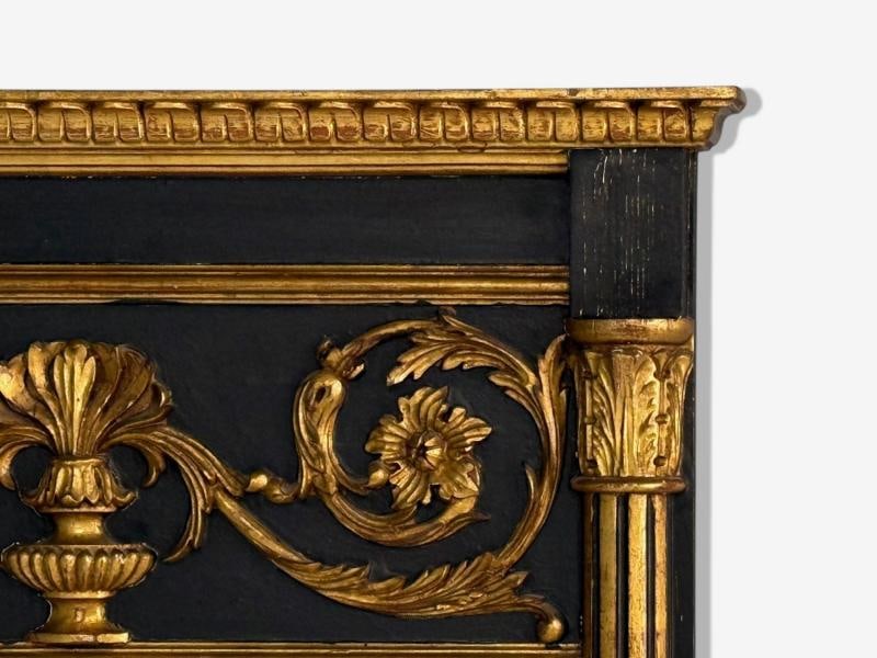 Neoclassical Style, Trumeau Mirror, Black Painted Wood, Giltwood, Italy, 20th C. - 4