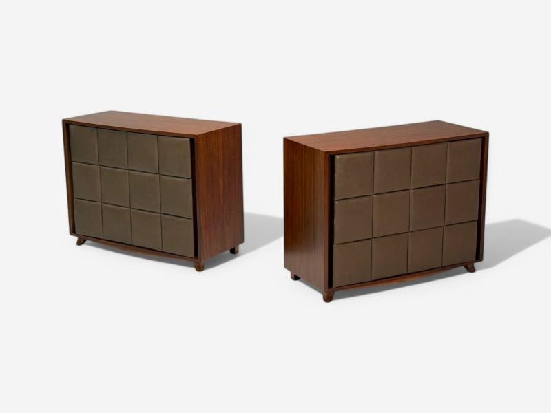 Gilbert Rohde, Mid-Century Modern, Dressers, Leather, Stained Wood, 1940s - 2
