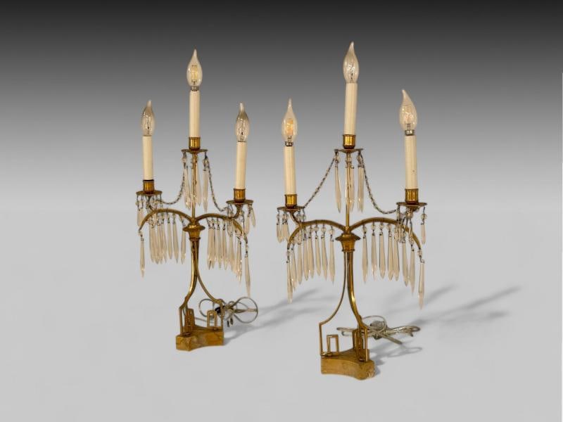 Russian Neoclassical, Table Lamps, Dore Bronze, Crystal, France, 19th C. - 3