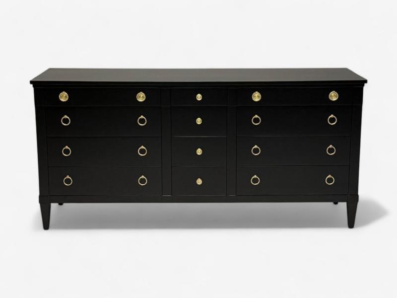 Charak, Hollywood Regency Style, Dresser, Black Painted Wood, Brass, USA, 1962 - 2