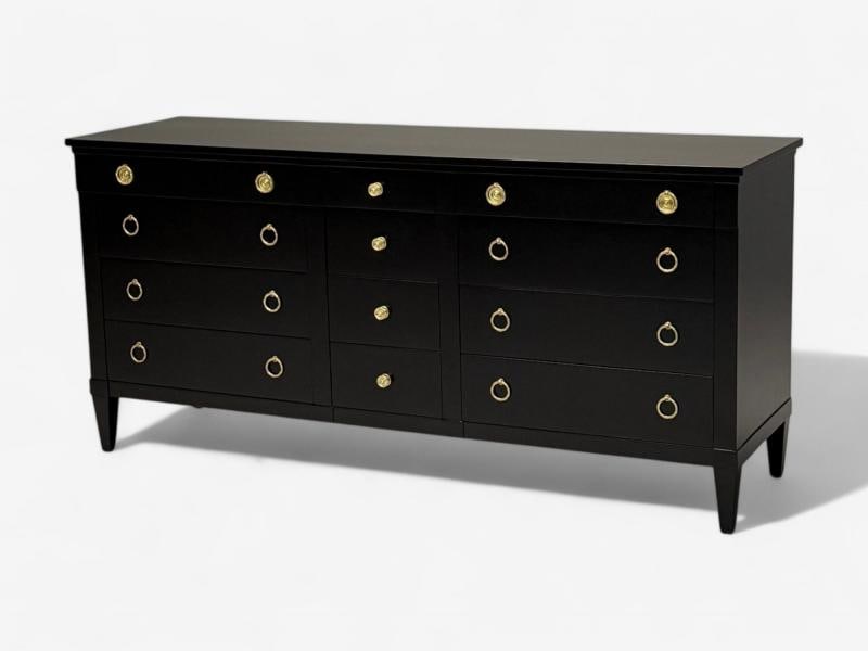 Charak, Hollywood Regency Style, Dresser, Black Painted Wood, Brass, USA, 1962 - 3