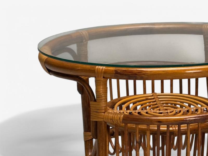 Franco Albini Style, Italian Mid-Century Modern, Side Tables, Bamboo, Rattan - 7