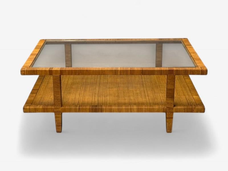 Bielecky Brothers, Modern Coffee Table, Cane Wrap, Glass, USA, 21st C. - 3