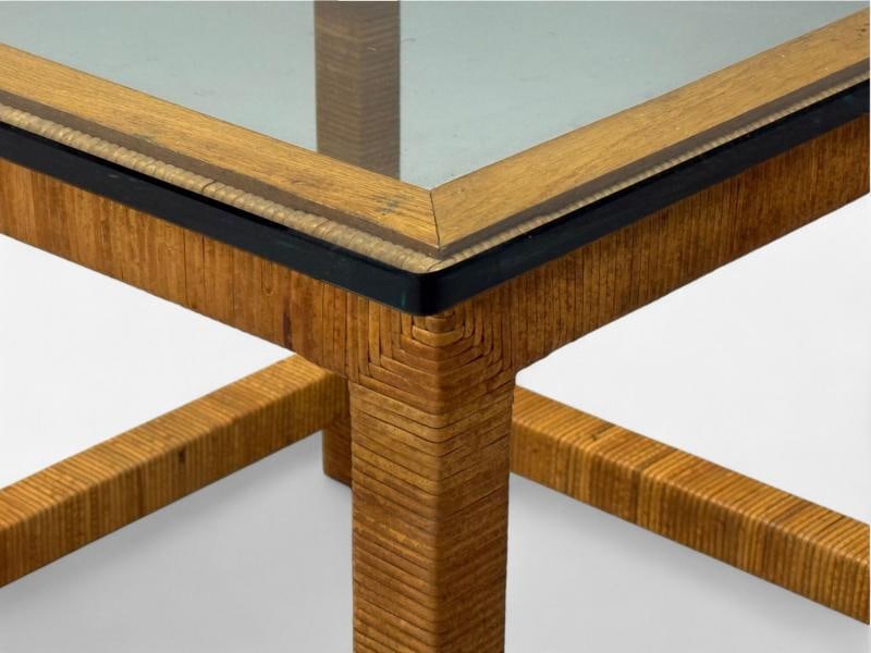 Bielecky Brothers, Modern Side Tables, Cane Wrap, Glass, USA, 21st C. - 5