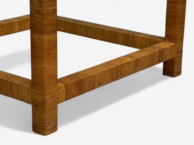 Bielecky Brothers, Modern Side Tables, Cane Wrap, Glass, USA, 21st C. - 6