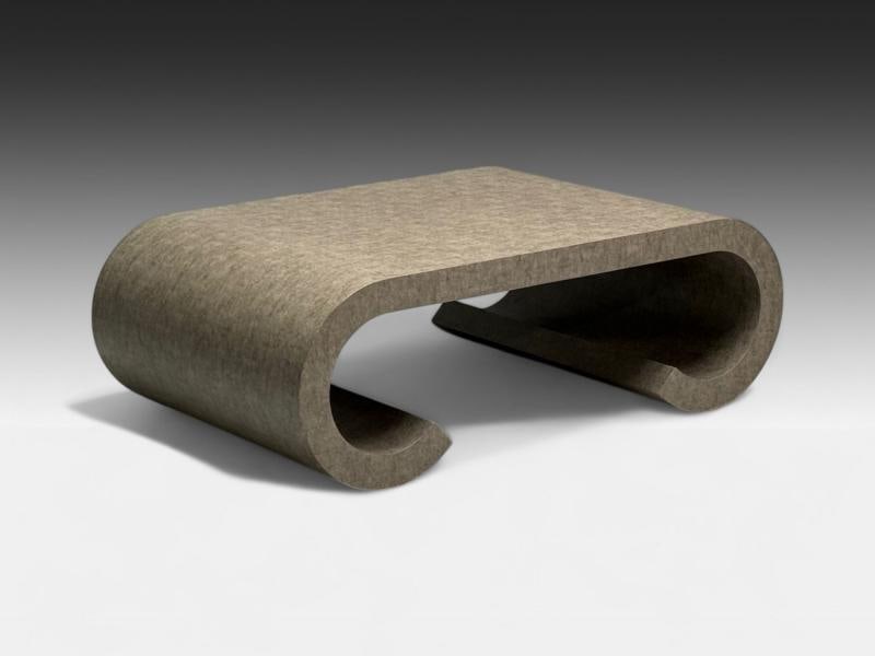 Karl Springer Style, Mid-Century Modern, Grey Faux Shagreen, Coffee Table, 1980s - 2