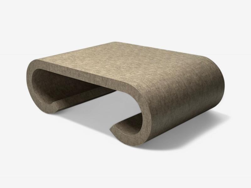 Karl Springer Style, Mid-Century Modern, Grey Faux Shagreen, Coffee Table, 1980s - 4