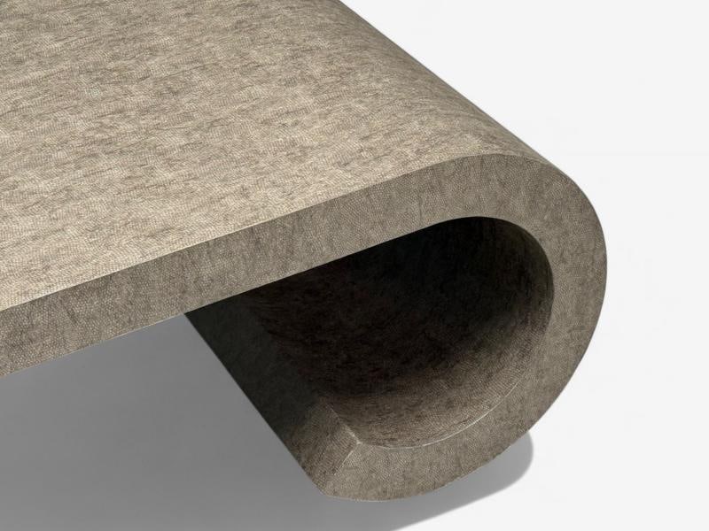 Karl Springer Style, Mid-Century Modern, Grey Faux Shagreen, Coffee Table, 1980s - 5