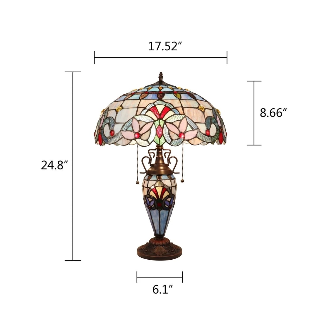 25" Stained Glass Lighted Base Table Lamp - 8