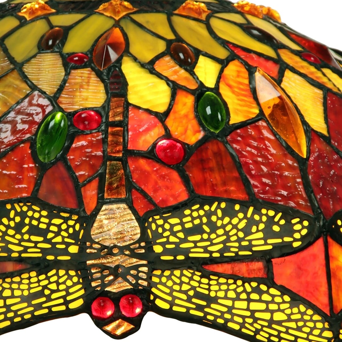22.44" Stained Glass Dragonfly Lighted Base Table Lamp - 3
