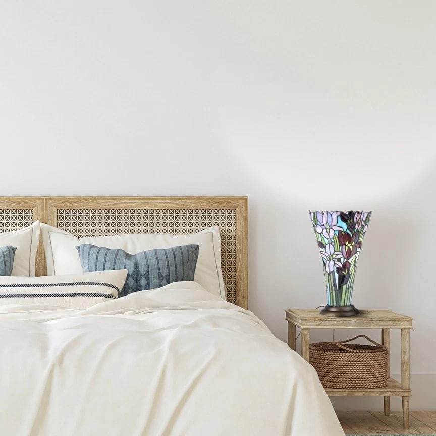 13.5"H Stained Glass Iris Up Light Table Lamp - 3