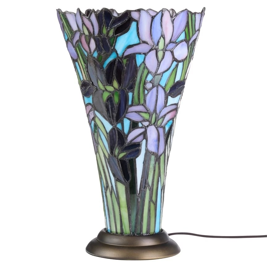 13.5"H Stained Glass Iris Up Light Table Lamp - 5