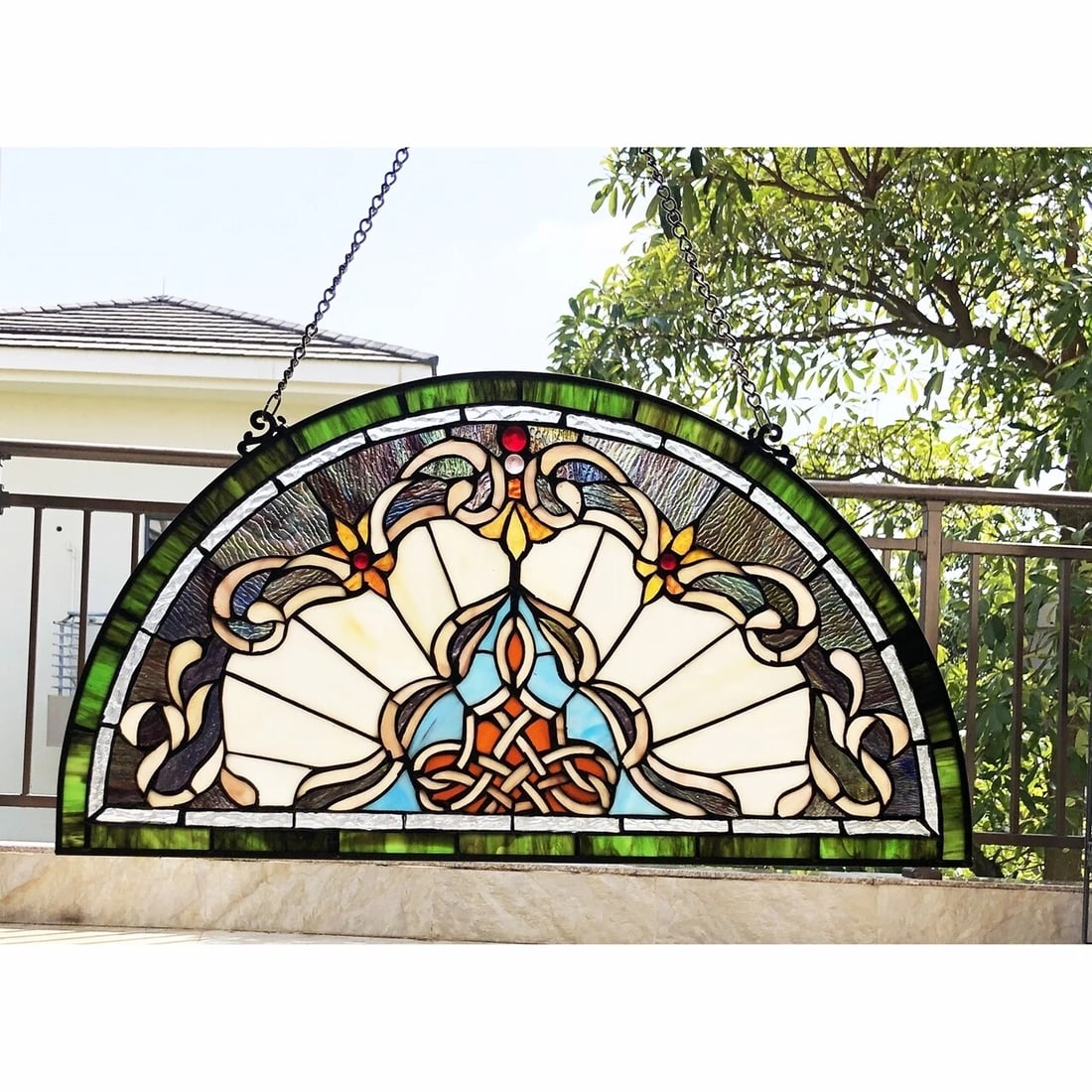 24" Stained Glass Window Hanging Panel Suncatcher - 3