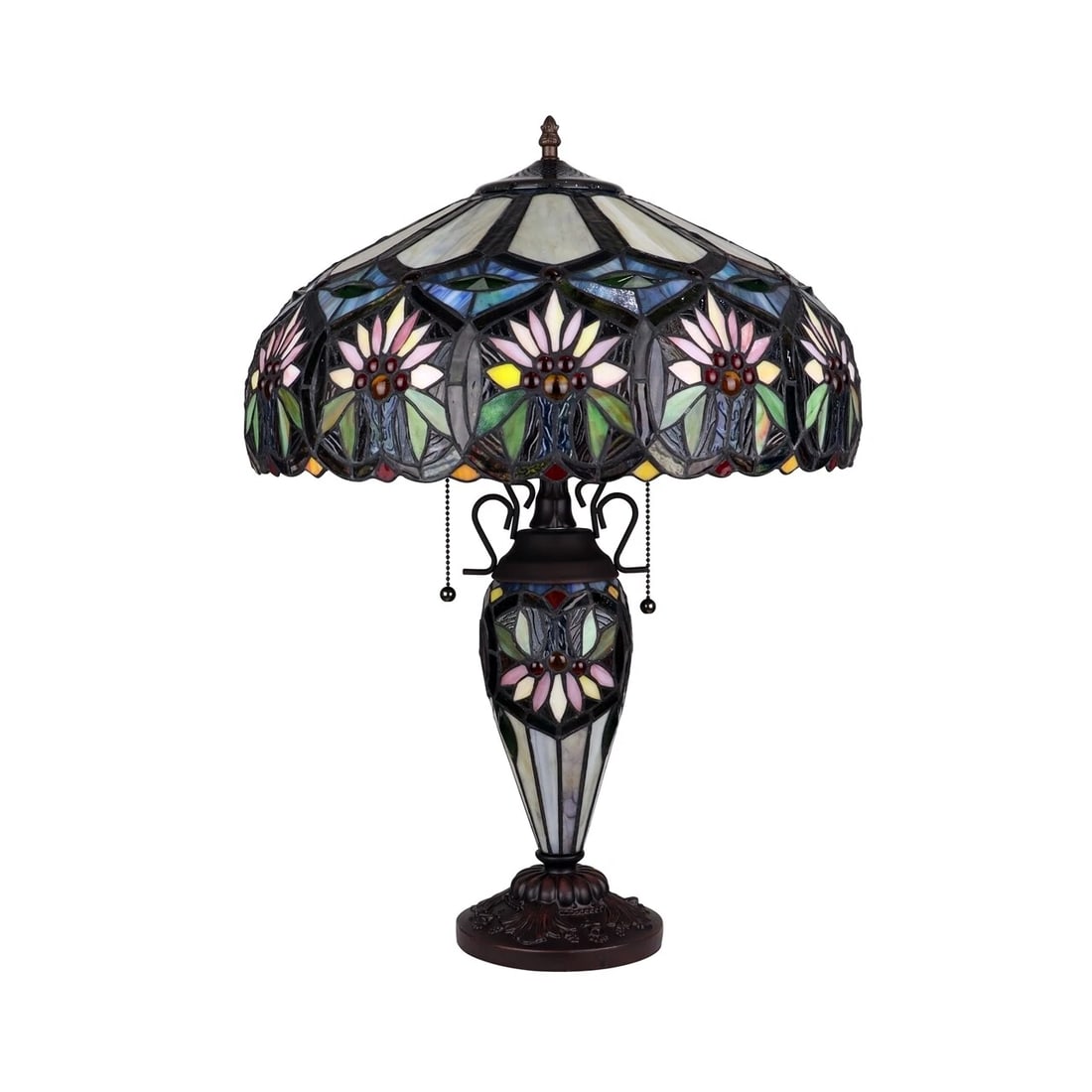 24" Stained Glass Lighted Base Table Lamp - 3
