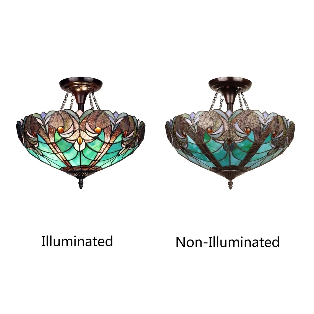 15.75" Stained Glass Semi Flush Ceiling Uplight - 5