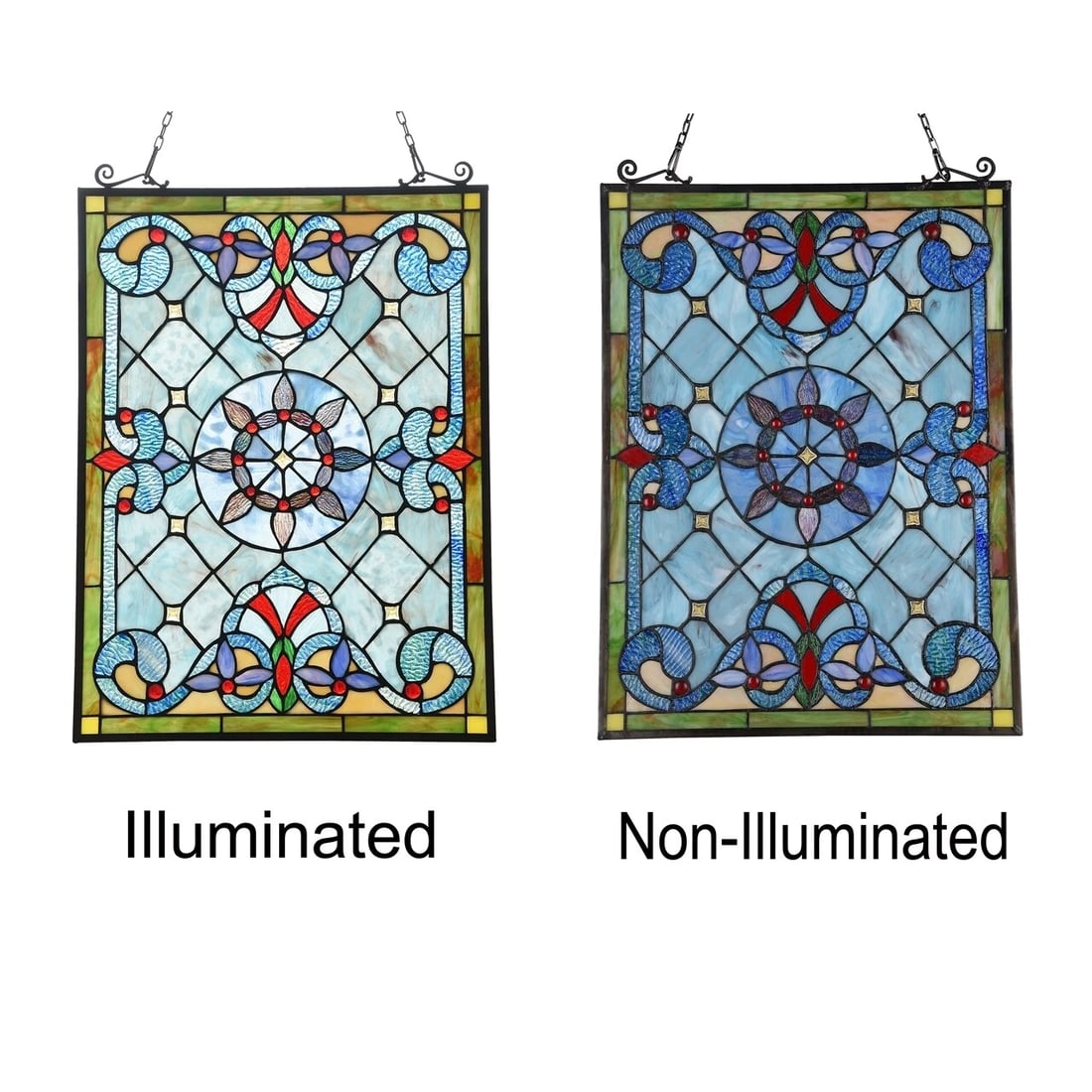 24.6" Rectangle Stained Glass Window Hanging Panel Suncatcher - 3