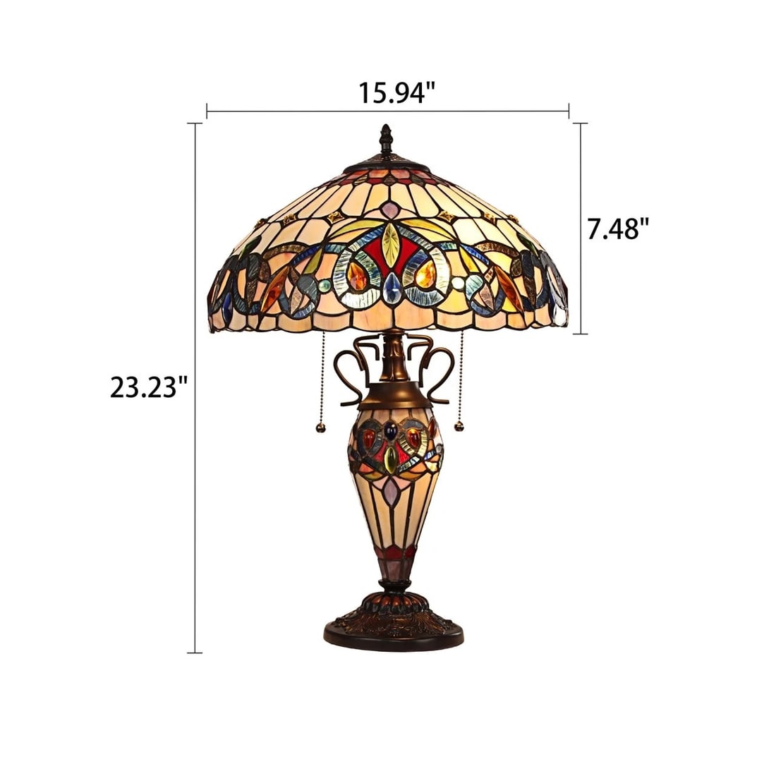 23.23" Stained Glass Lit Base Table Lamp - 7