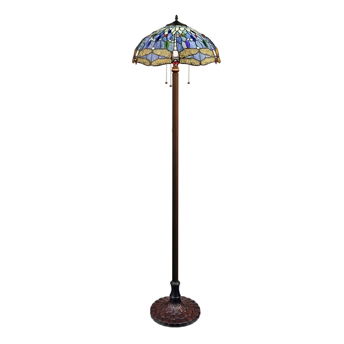 64.76" Stained Glass Floor Lamp: Title:64.76" Stained Glass Floor LampDescription:64.76" Tall 18" Shade Wonderful reproduction floor lamp handcrafted in the spirit of the original artisans who brought light to the decorative arts