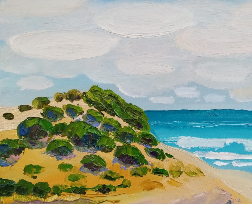 Oil painting Atlit Beach Nina L - 2