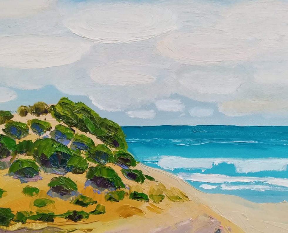 Oil painting Atlit Beach Nina L - 7