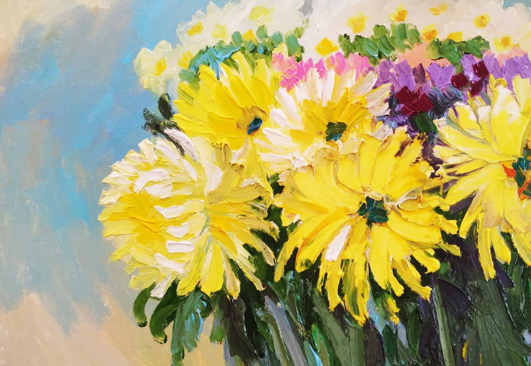 Oil painting Chrysanthemums Nina L - 7