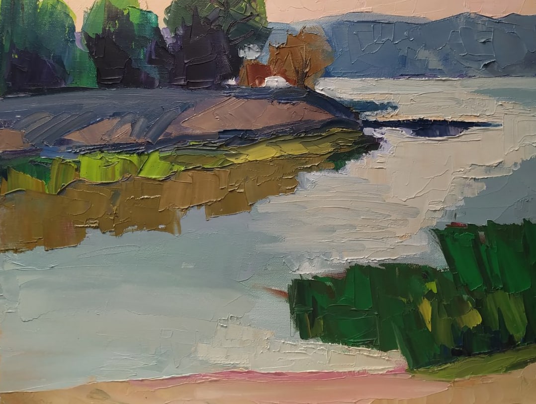 Oil painting Dnipro at sunset Nina L - 3