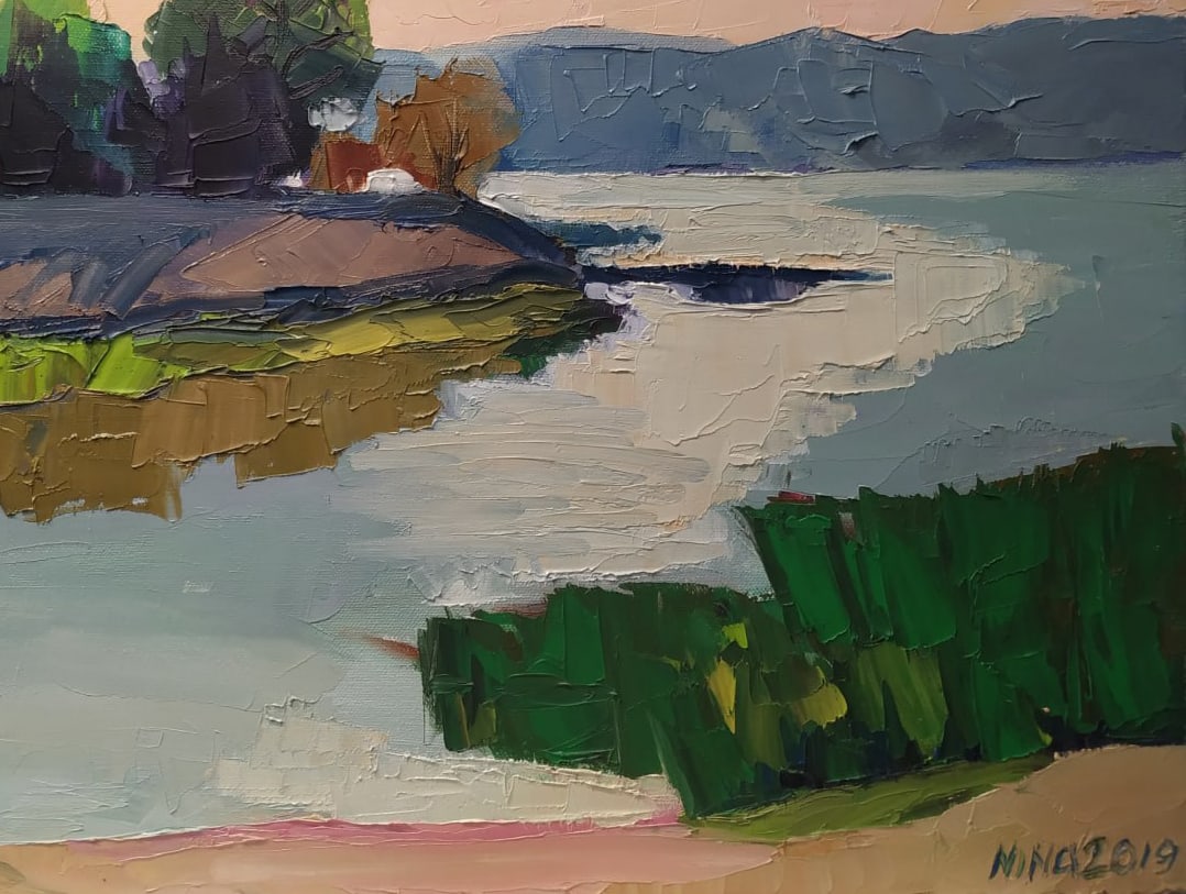 Oil painting Dnipro at sunset Nina L - 4