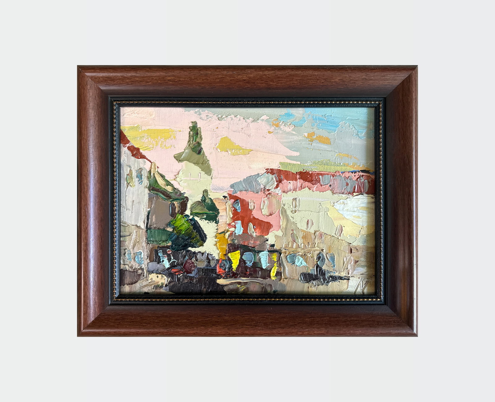 Oil painting with frame Lviv. Market K. Leonid - 2