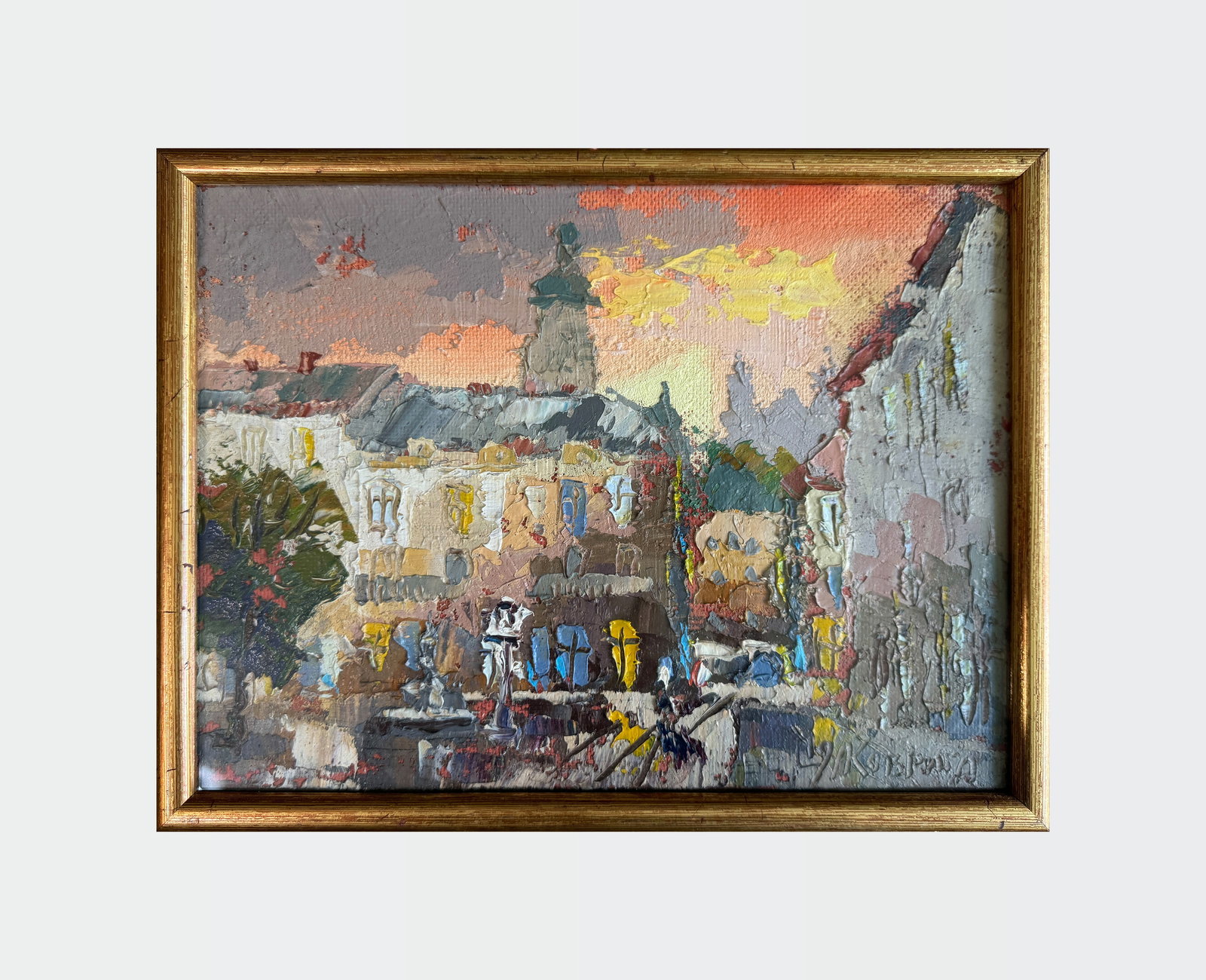 Oil painting with frame Lviv. Market K. Leonid - 2