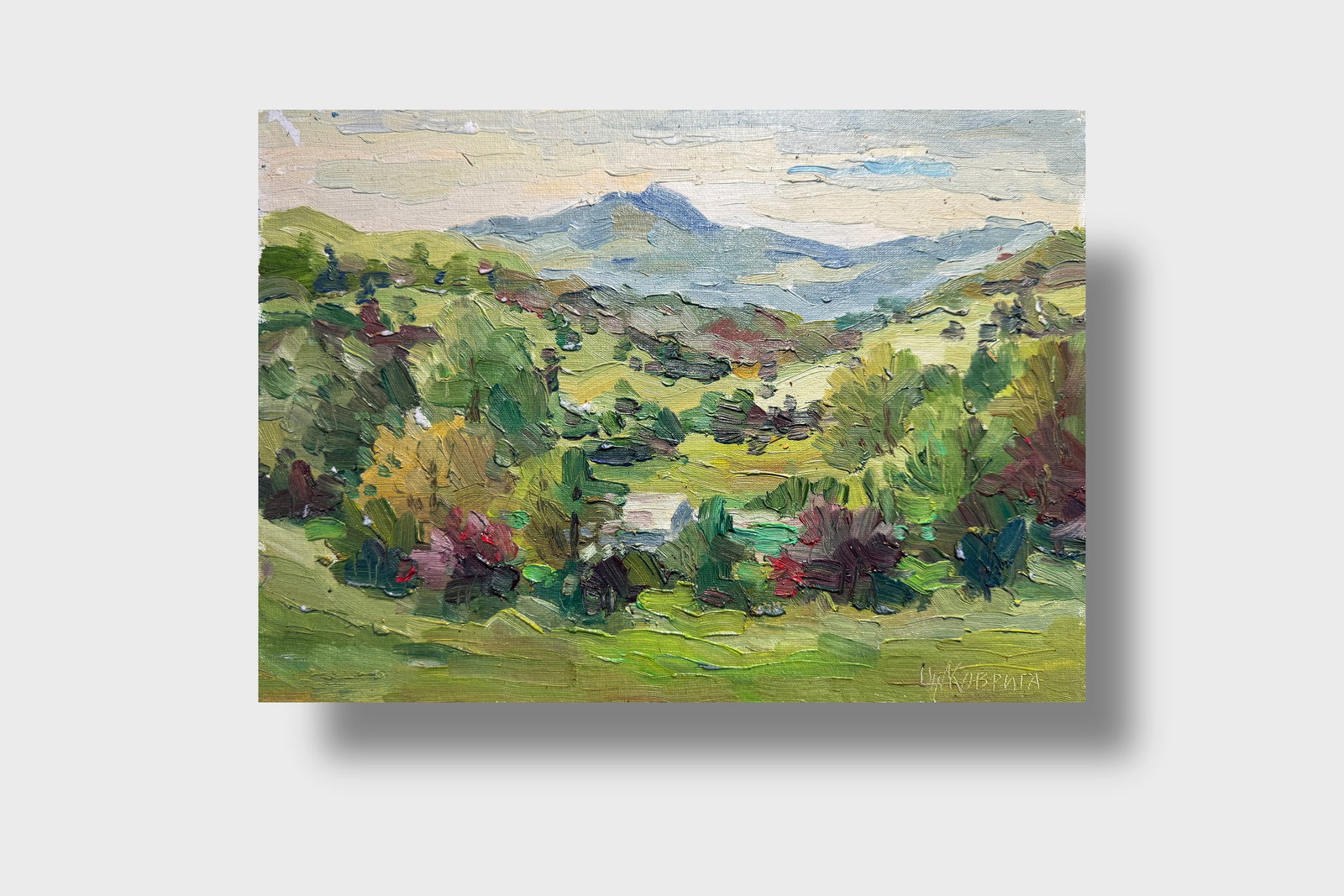 Oil painting Carpathian village Chorna Tysa K. Leonid - 7