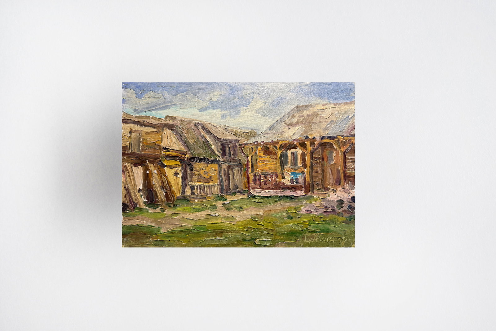Oil painting Carpathian village Chorna Tysa K. Leonid - 7
