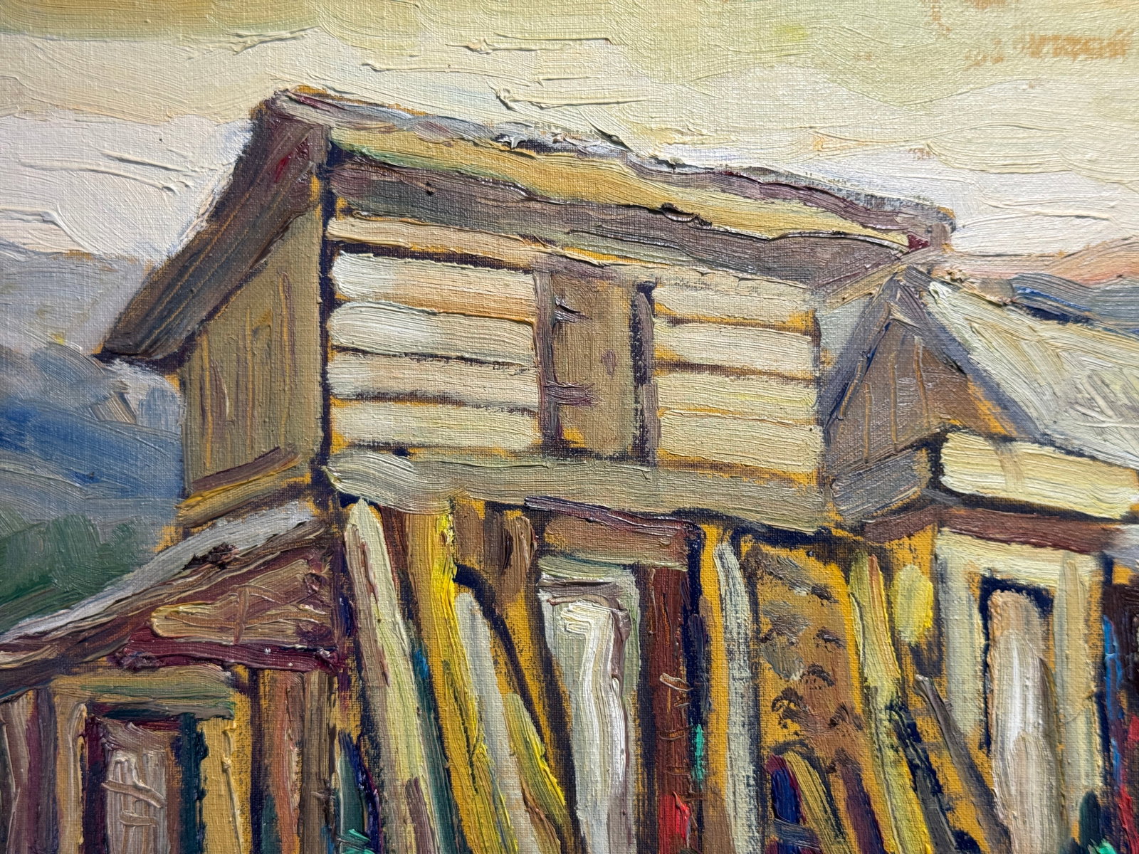 Oil painting Carpathian village Chorna Tysa K. Leonid - 2