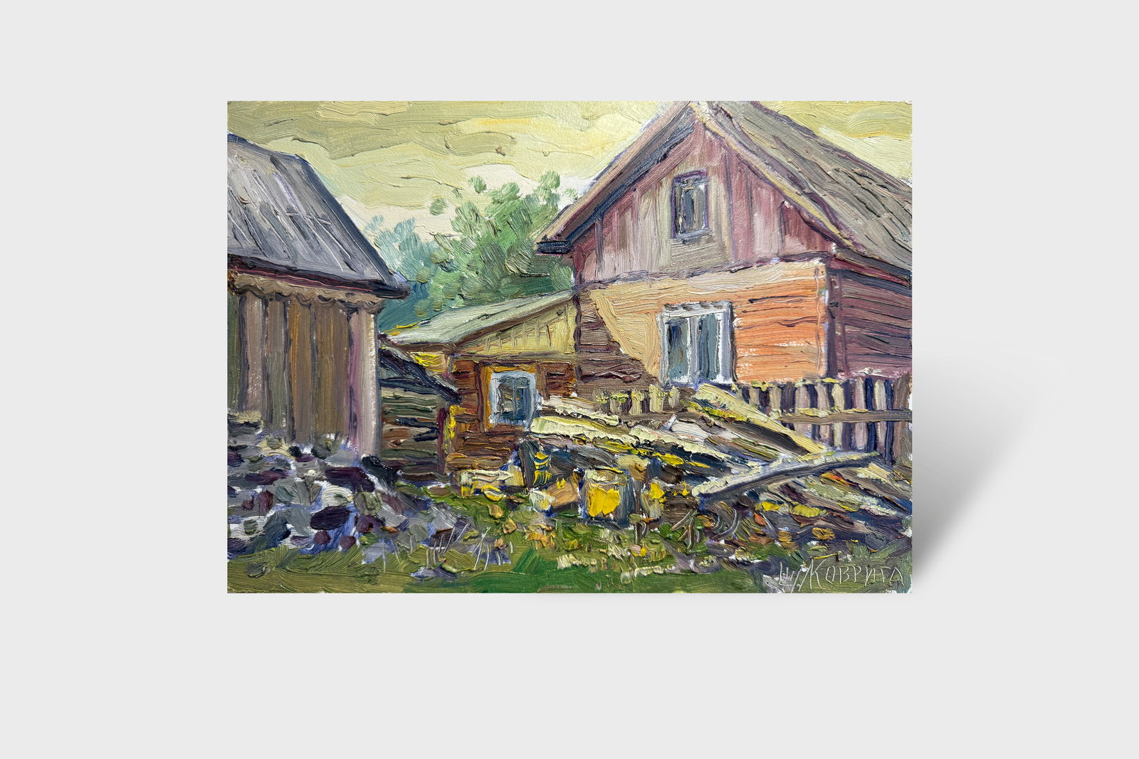 Oil painting Carpathian village Chorna Tysa K. Leonid - 7
