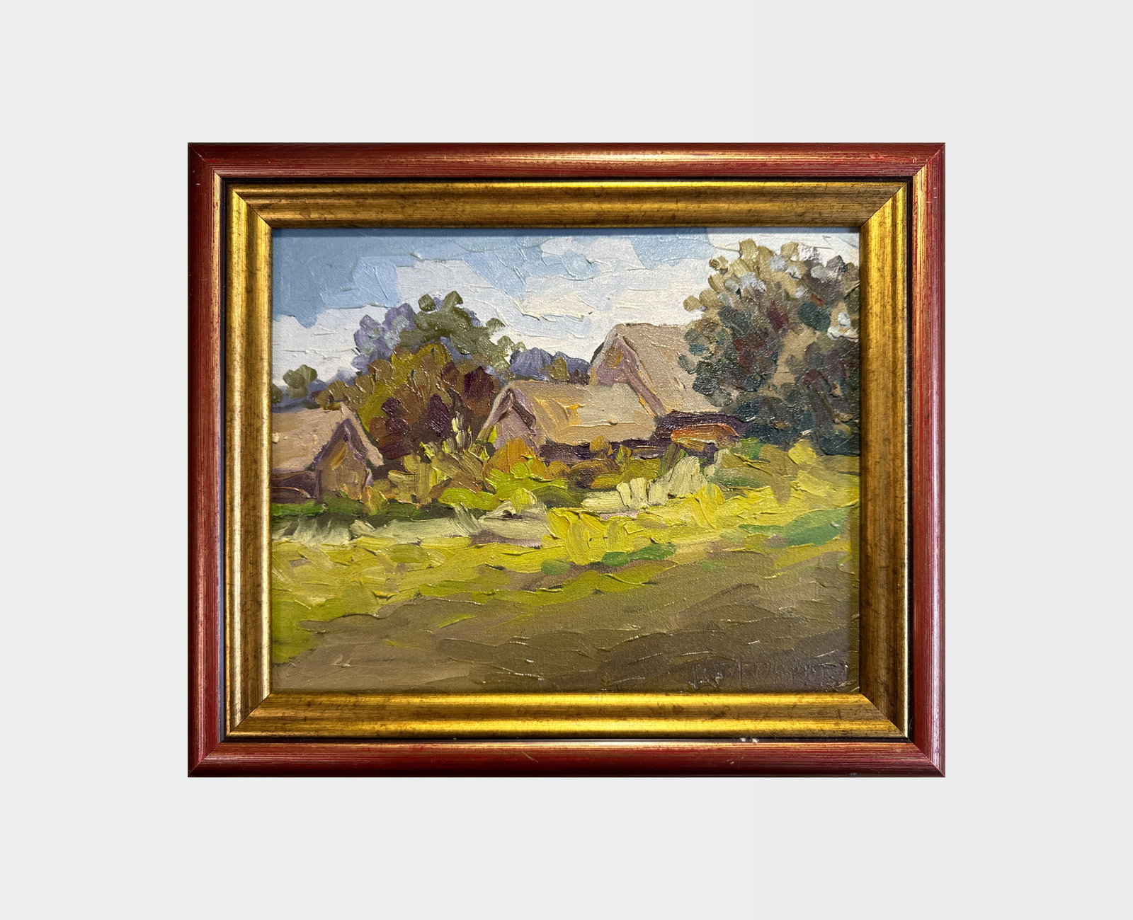 Oil painting with frame old hut K. Leonid - 2