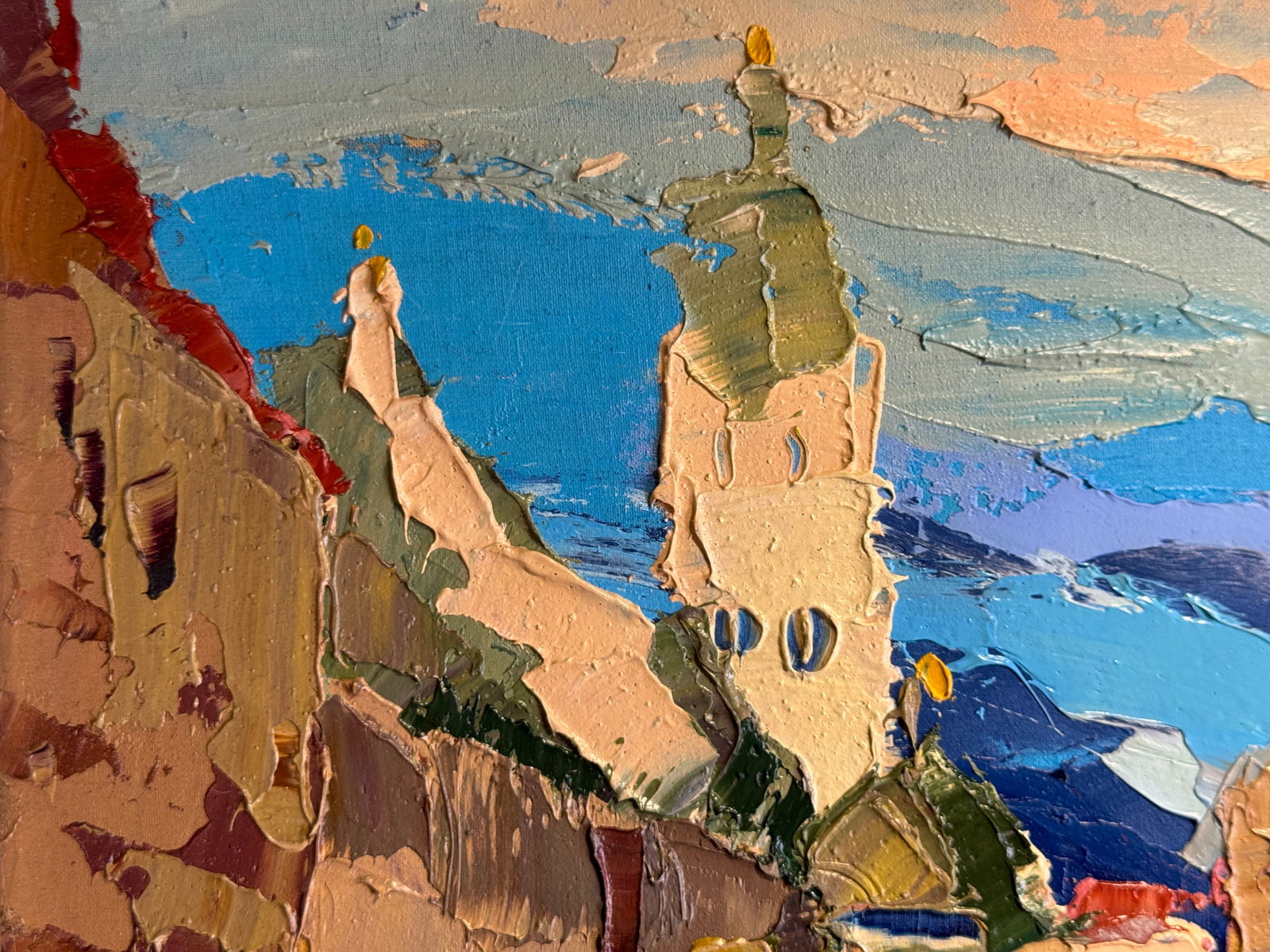 Oil painting with frame Lviv market square K. Leonid - 2