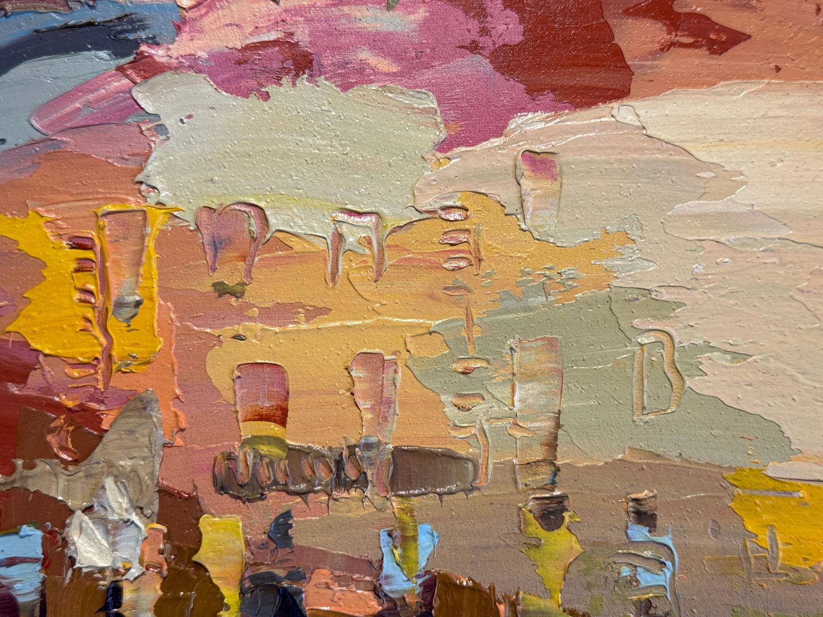 Oil painting with frame Lviv market square K. Leonid - 5