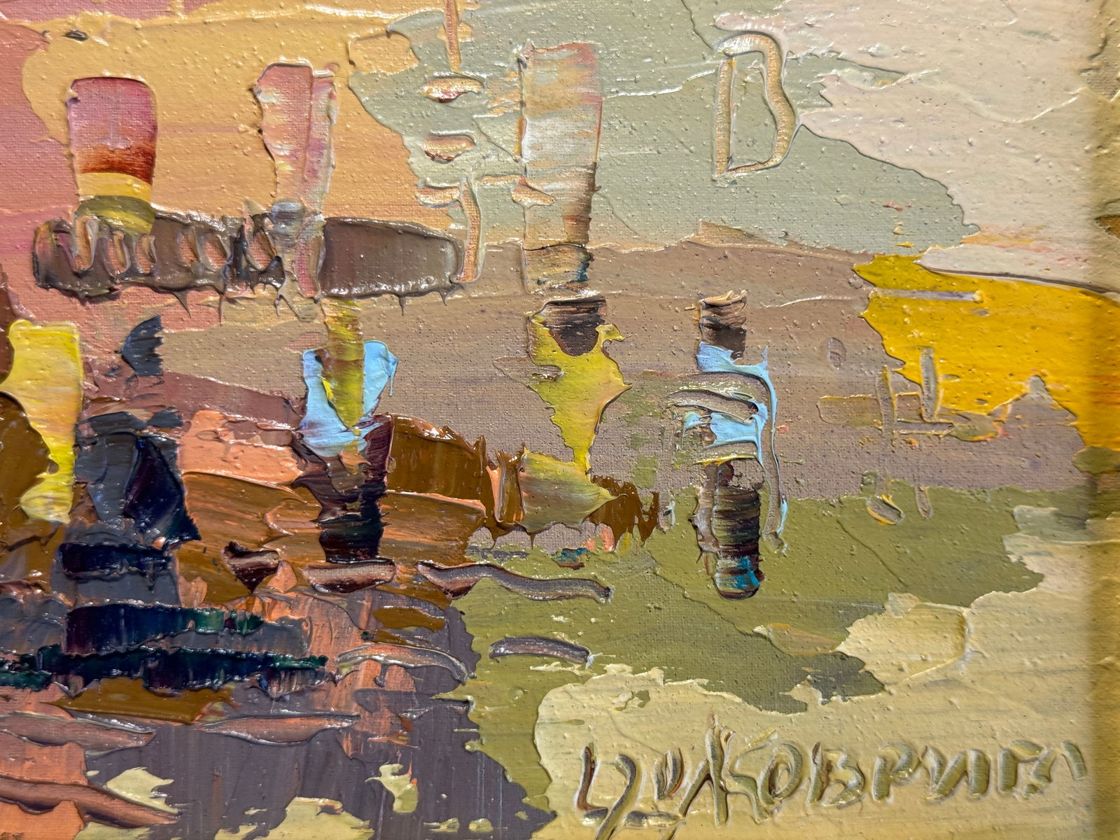 Oil painting with frame Lviv market square K. Leonid - 6