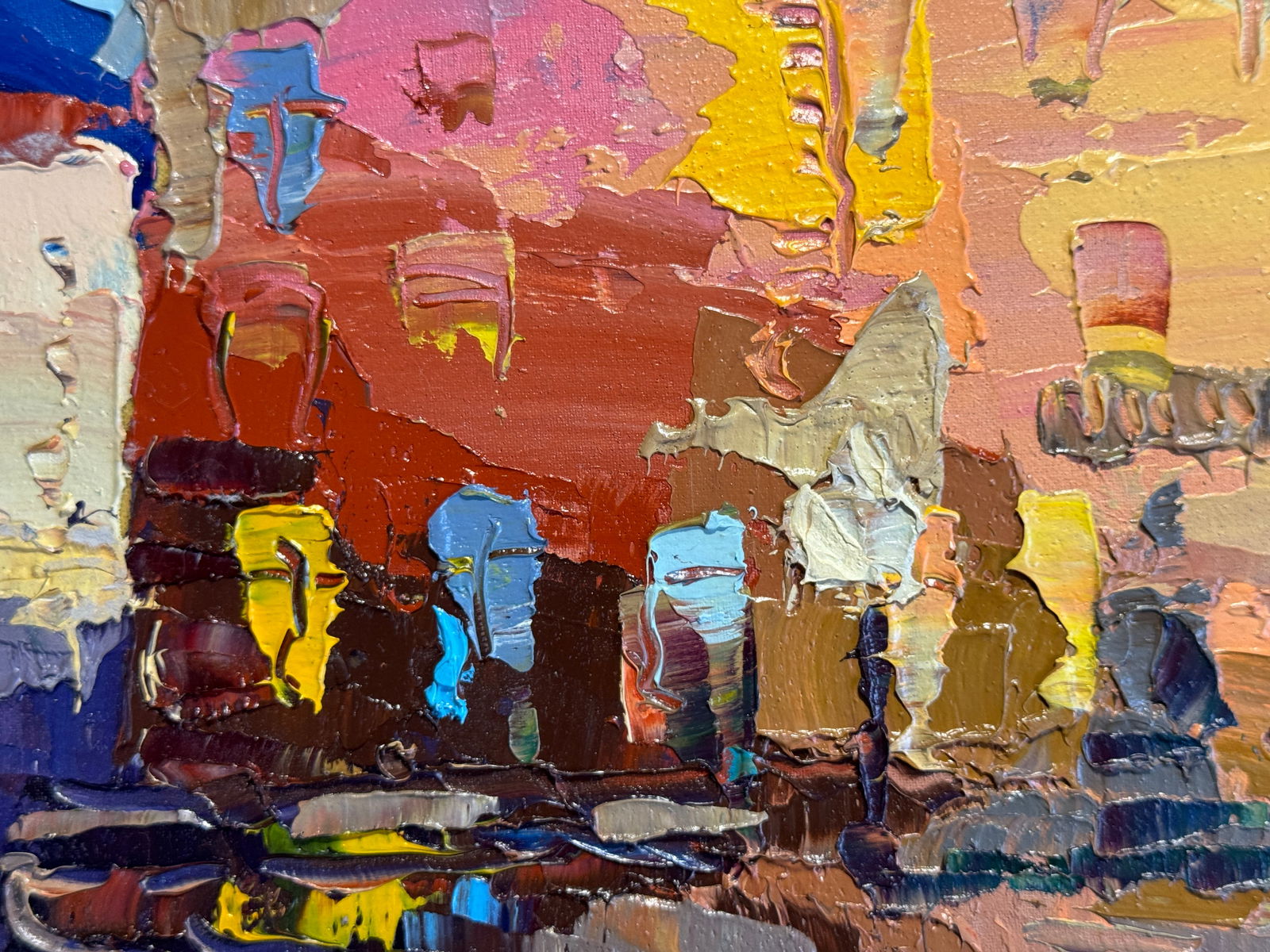 Oil painting with frame Lviv market square K. Leonid - 7