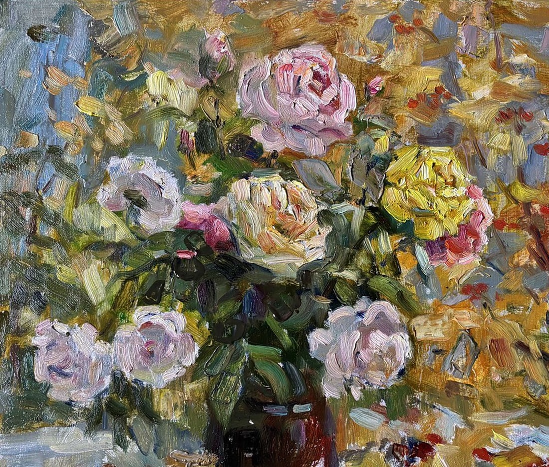 Oil painting Autumn roses on the table Ivan Kovalenko - 2