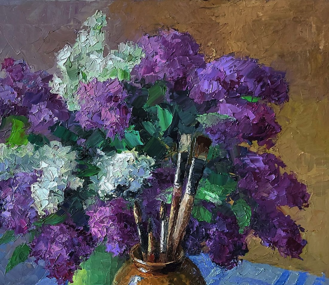 Oil painting Still life with lilac Boris Serdyuk - 5