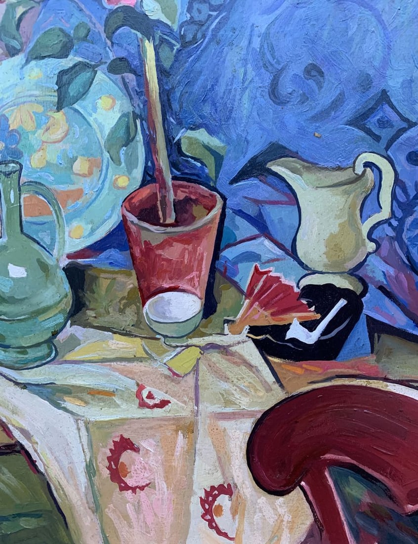 Oil painting Rose on the table Unknown artist - 8