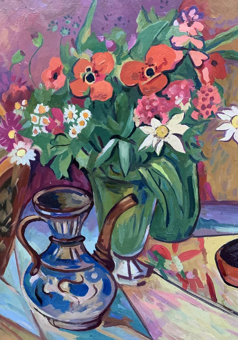 Oil painting Flowers on the table Unknown artist - 5