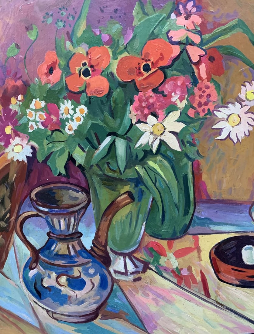 Oil painting Flowers on the table Unknown artist - 7