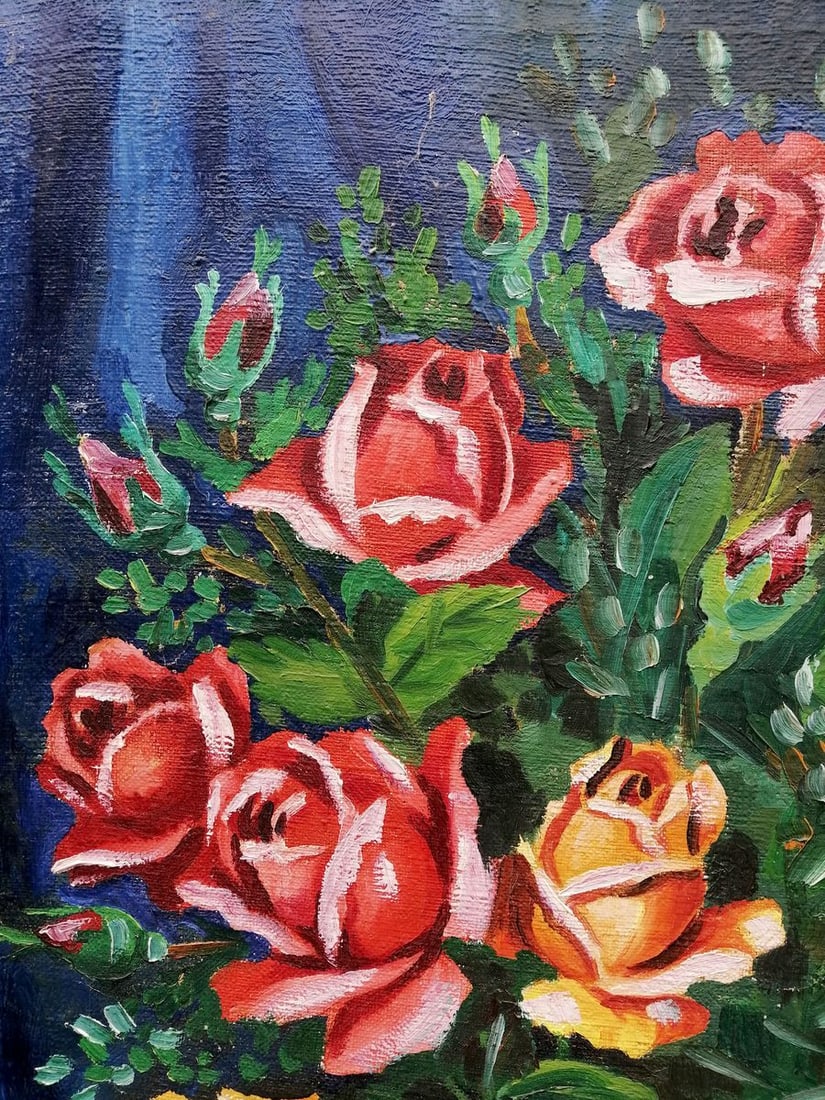 Oil painting Still life with a rose Unknown artist - 5
