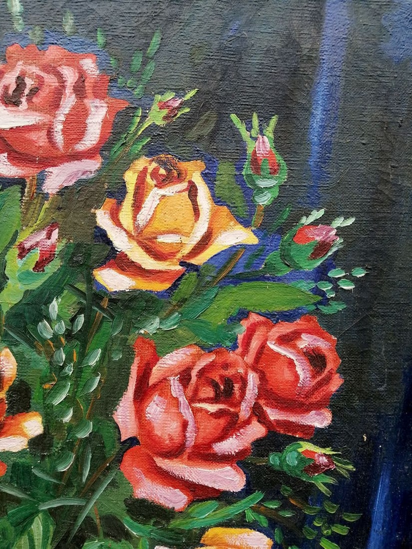 Oil painting Still life with a rose Unknown artist - 6