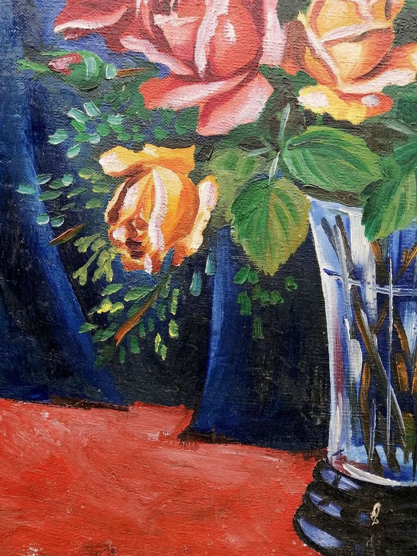 Oil painting Still life with a rose Unknown artist - 7