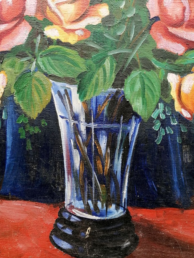 Oil painting Still life with a rose Unknown artist - 8
