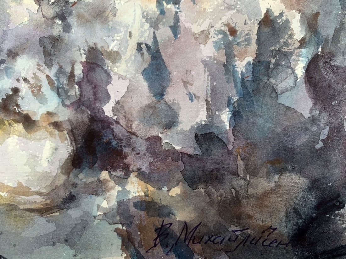 Watercolor painting White flowers Viktor Mikhailichenko - 5